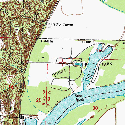 Topographic Map of NP Dodge Park Campground, NE