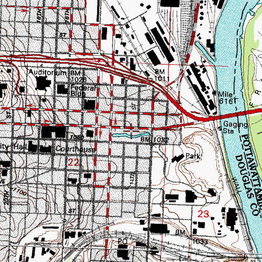 Topographic Map of Gene Leahy Mall, NE