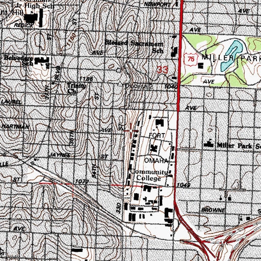 Topographic Map of Douglas County Historical Society Library, NE