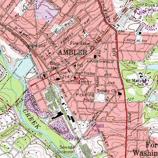 Topographic Map of Mattison Avenue Elementary School, PA