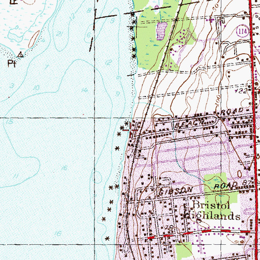 Topographic Map of Bristol Town Beach, RI