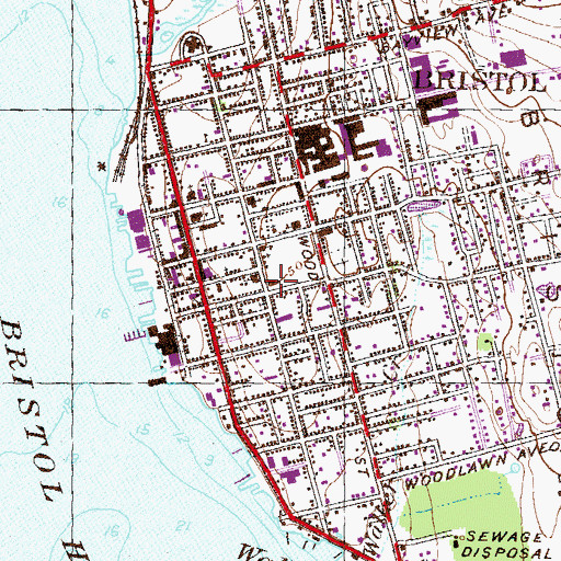 Topographic Map of Byfield School, RI