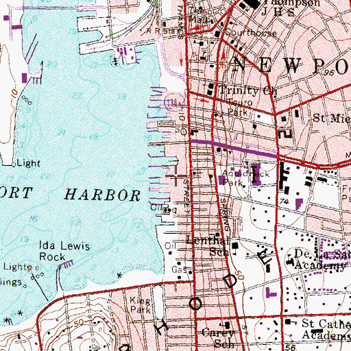 Topographic Map of Brown Howard Wharf, RI