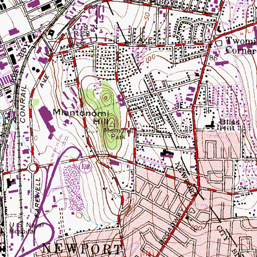 Topographic Map of Cottrell Field, RI