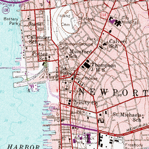 Topographic Map of Old Colony House, RI