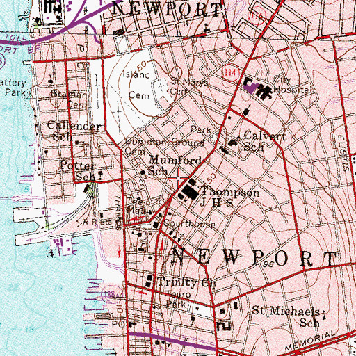 Topographic Map of Wanton-Lyman-Hazard House, RI
