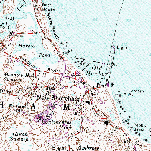 Topographic Map of Block Island Free Library, RI