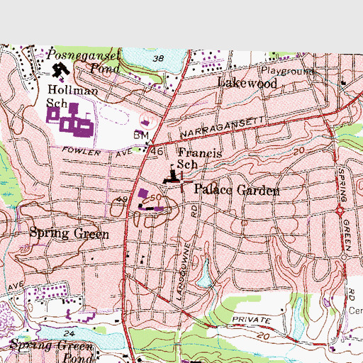 Topographic Map of Francis School, RI