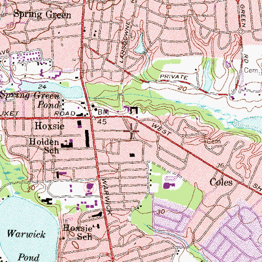 Topographic Map of Gateway Shopping Center, RI