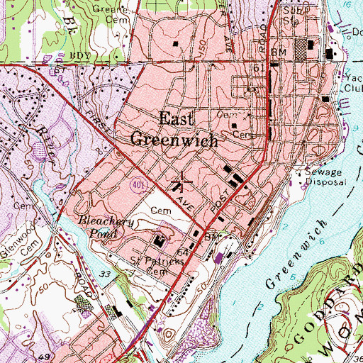 Topographic Map of James H Eldredge School, RI