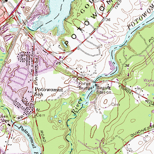 Topographic Map of Old Forge Burial Ground, RI