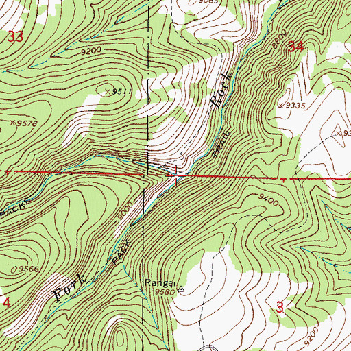 Topographic Map of North Fork Rock Creek, CO