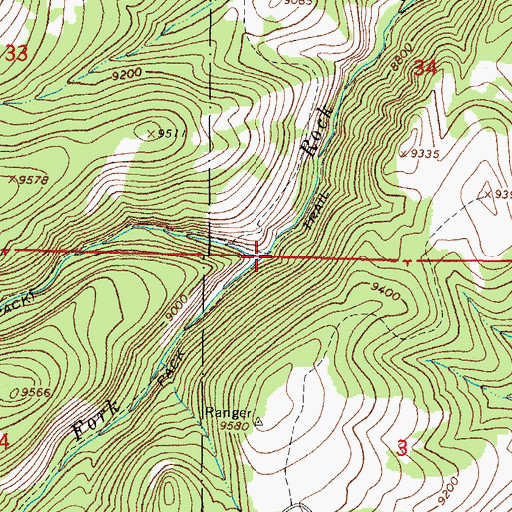 Topographic Map of South Fork Rock Creek, CO