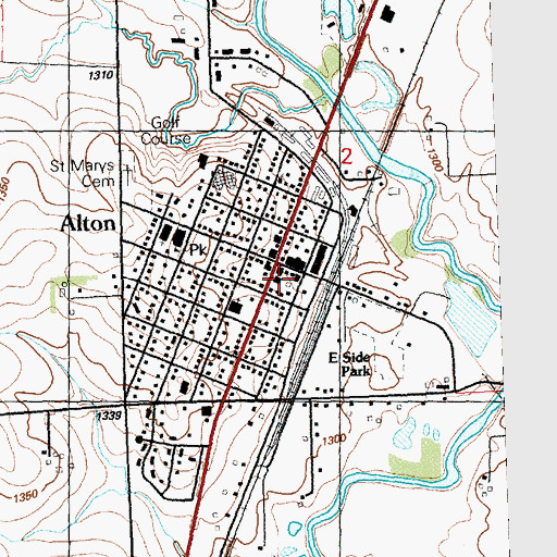 Topographic Map of Alton Public Library, IA