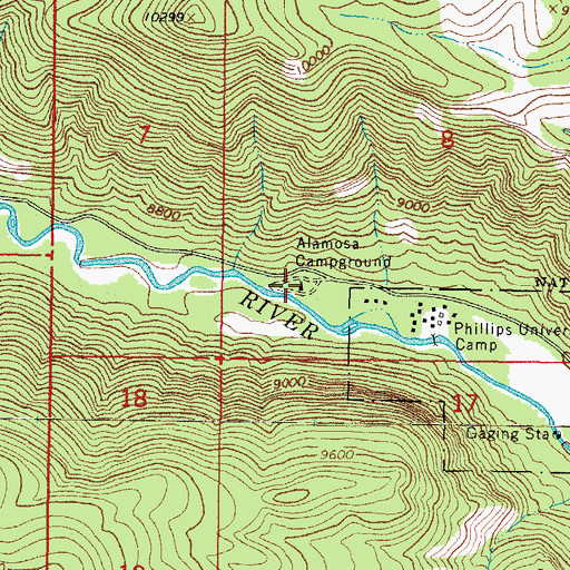 Topographic Map of Alamosa Campground, CO