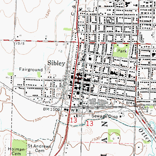 Topographic Map of Sibley Eye Care Center, IA