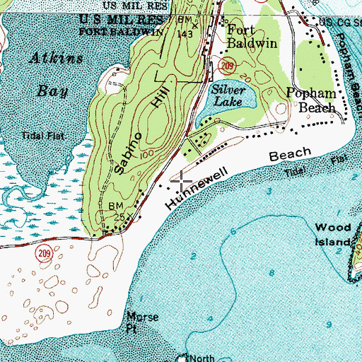 Topographic Map of Ocean View Park Campground, ME