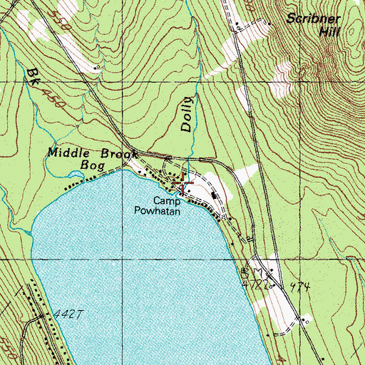 Topographic Map of Camp Powhatan, ME
