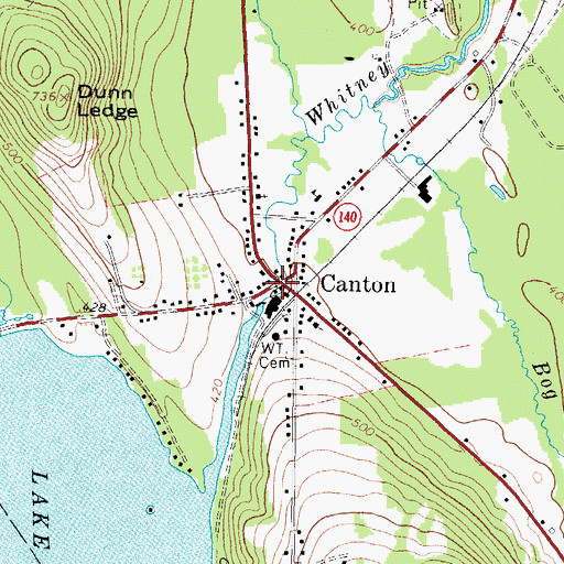 Topographic Map of Canton Post Office, ME