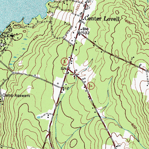 Topographic Map of Center Lovell Post Office, ME