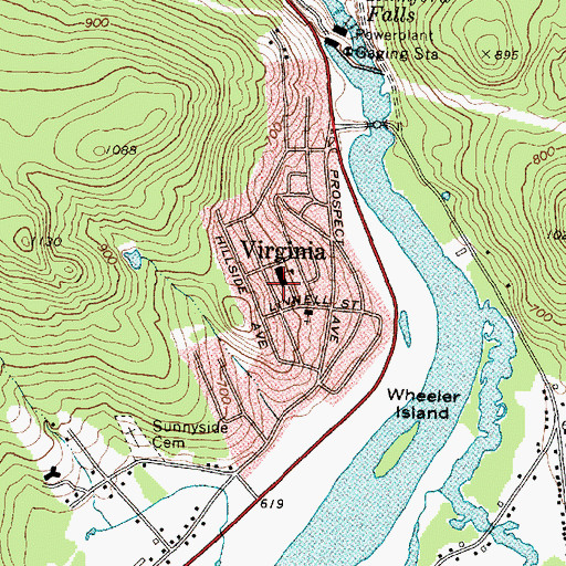 Topographic Map of Virginia School, ME