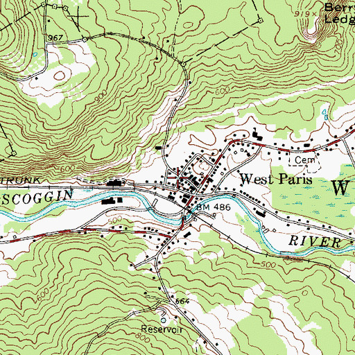 Topographic Map of West Paris Baptist Church, ME