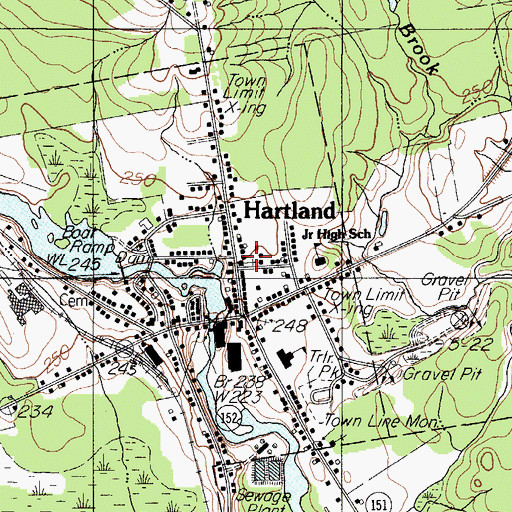 Topographic Map of Hartland First Baptist Church, ME