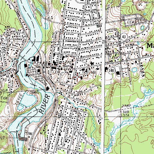 Topographic Map of Madison Public Library, ME