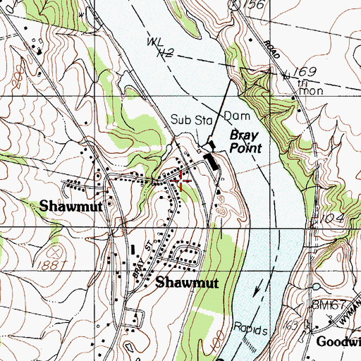 Topographic Map of Shawmut Post Office, ME