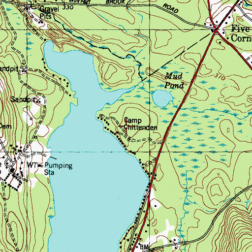 Topographic Map of Camp Chittenden, ME