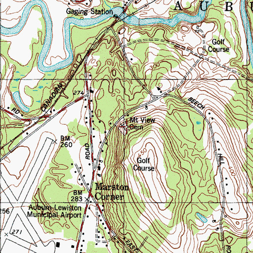 Topographic Map of Mount View Cemetery, ME