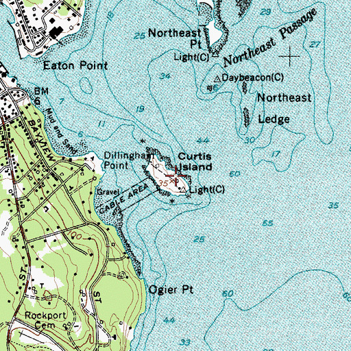 Topographic Map of Curtis Island Park, ME