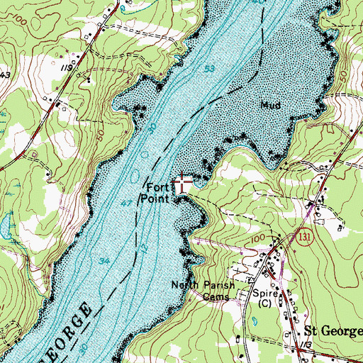 Topographic Map of Fort Saint George (historical), ME