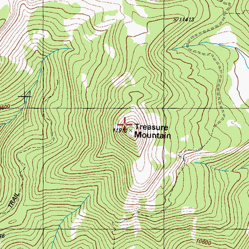 Topographic Map of Treasure Mountain, CO