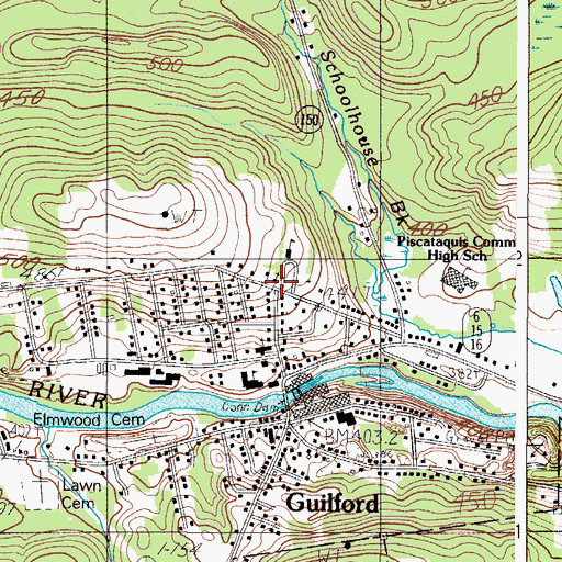 Topographic Map of Guilford Assembly of God Church, ME