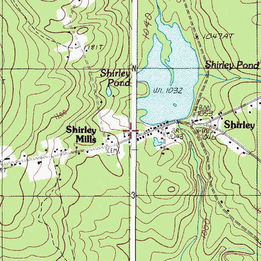 Topographic Map of Shirley United Methodist Church, ME