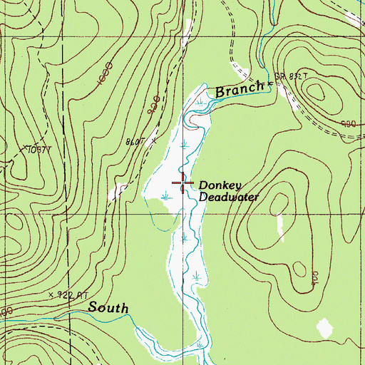 Topographic Map of Donkey Deadwater, ME