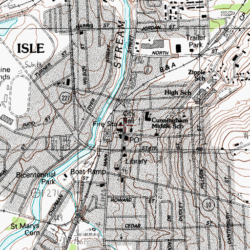 Topographic Map of Presque Isle City Hall, ME