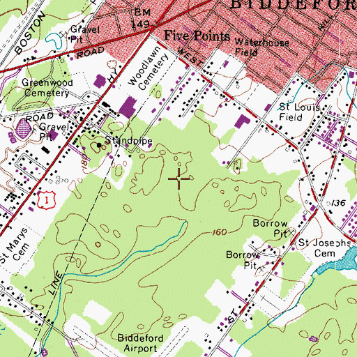 Topographic Map of Biddeford Primary School, ME