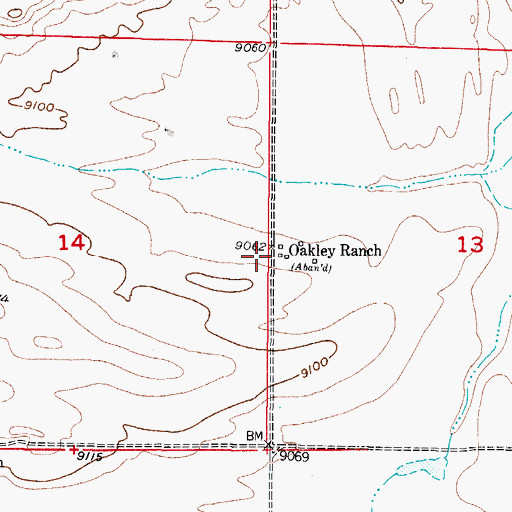 Topographic Map of Oakley Ranch, CO