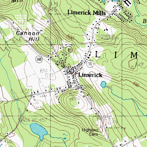 Topographic Map of Limerick Post Office, ME