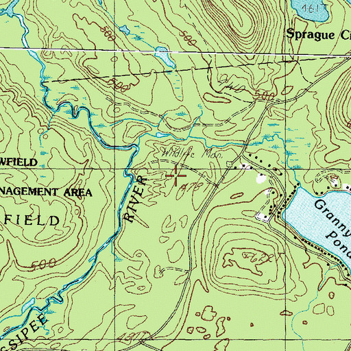 Topographic Map of Vernon S Walker Wildlife Management Area, ME