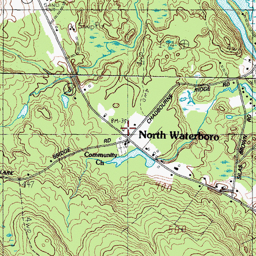Topographic Map of North Waterboro Post Office, ME