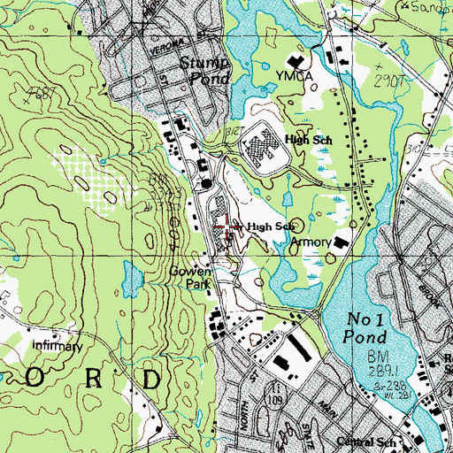 Topographic Map of Sanford Junior High School, ME