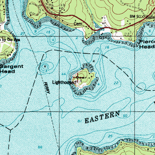 Topographic Map of Bear Island Light Station, ME
