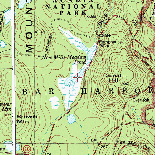 Topographic Map of Beaver Ponds, ME