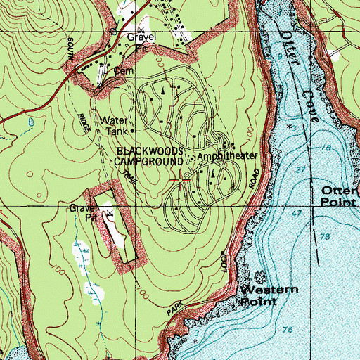 Topographic Map of The Black Woods, ME