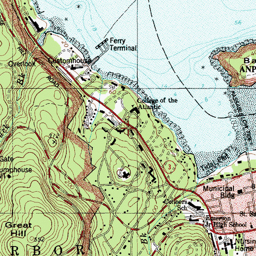 Topographic Map of Kaelber Hall, ME