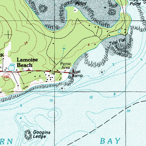 Topographic Map of Lamoine Beach Marina, ME
