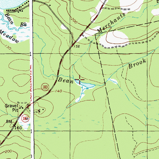 Topographic Map of Merchants Brook, ME